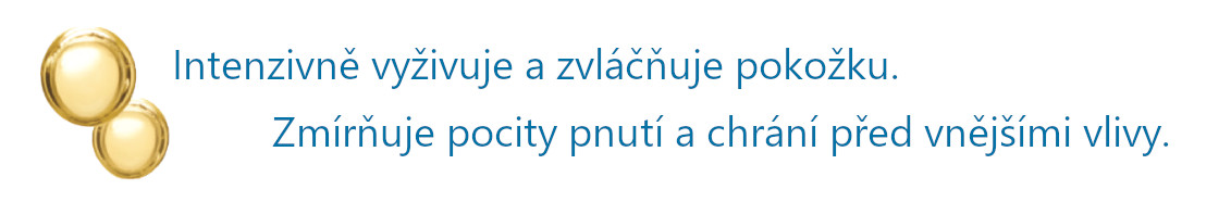 Intenzivně vyživuje a zvláčňuje pokožku, zmírňuje pocity pnutí a chrání před vnějšími vlivy.