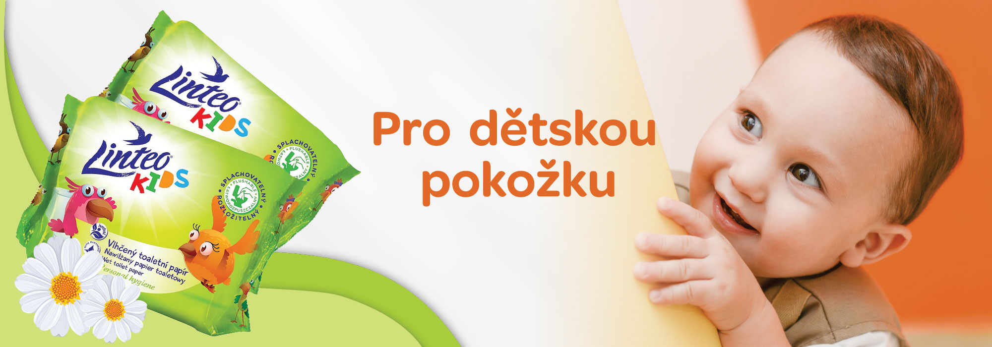 Linteo KIDS, vlhčené ubrousky pro děti, šetrné, pevné, jemné, napomáhají návykům, dermatologicky destováno