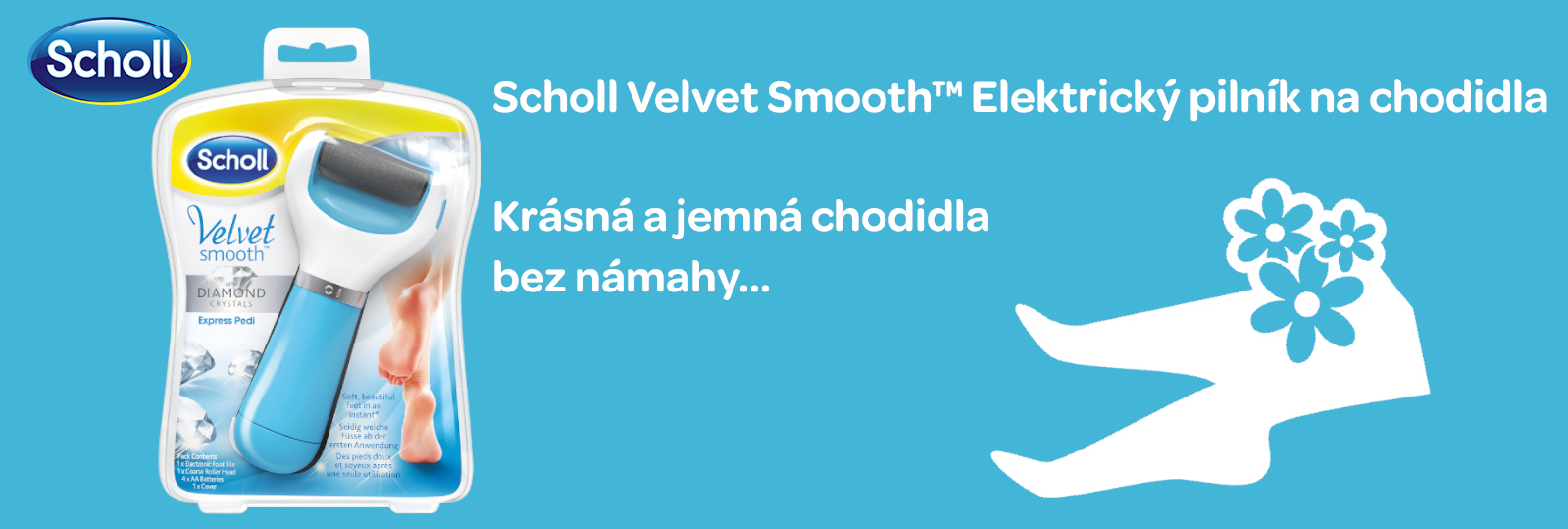 Scholl Velvet Smooth™ Elektrický pilník na chodidla