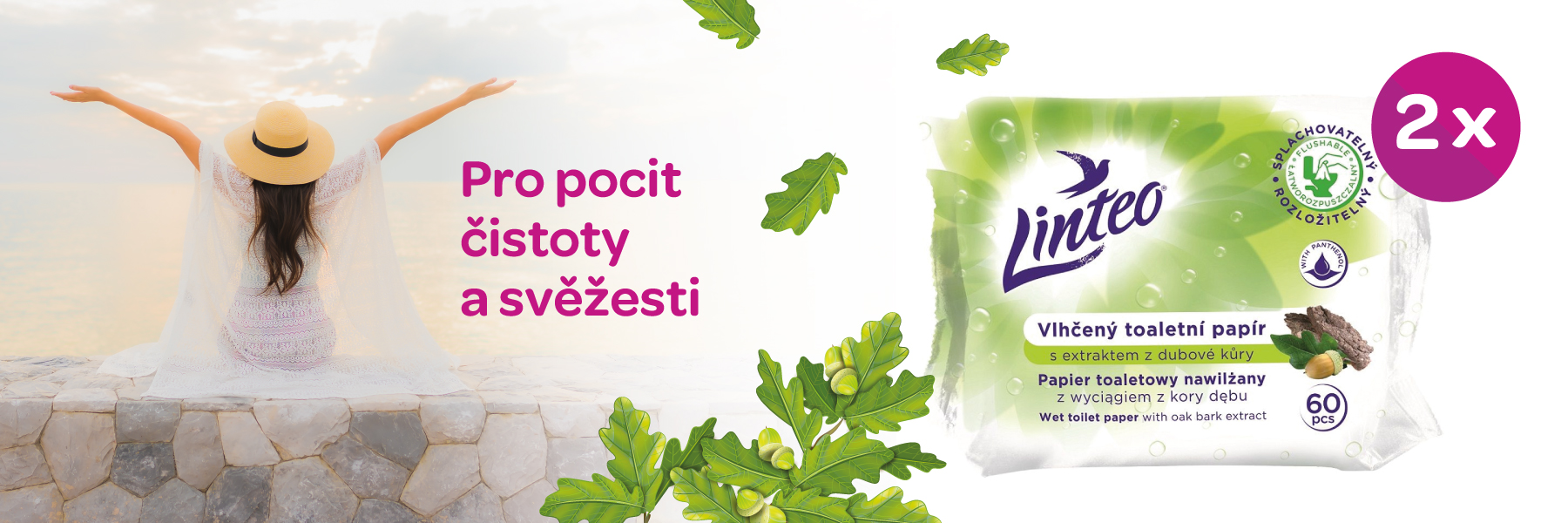 linteo vlhčený toaletní papír pro pocit čístoty a svěžesti