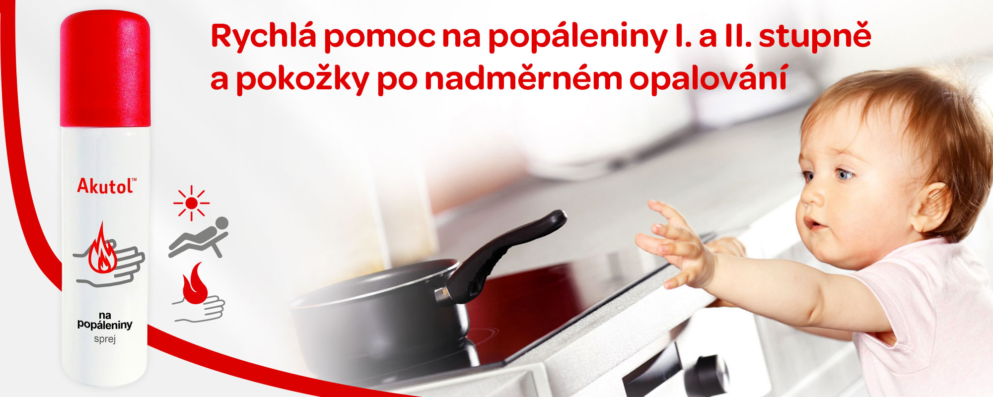 Akutol, sprej na popáleni I. a II. stupně , na popáleniny od slunce, rychlá aplikace, chladí, zklidňuje, kyselina hyaluronová