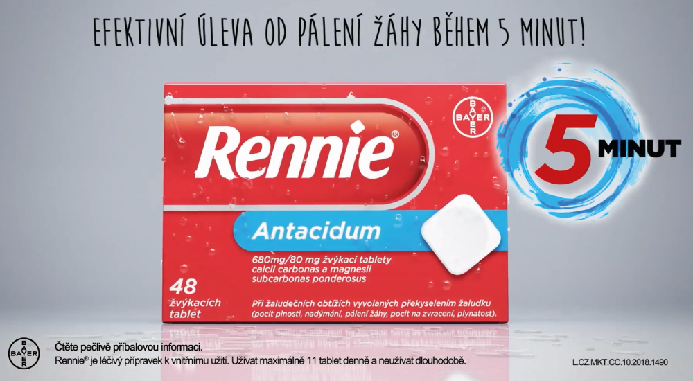 Rennie: Úleva od pálení žáhy již během 5 minut