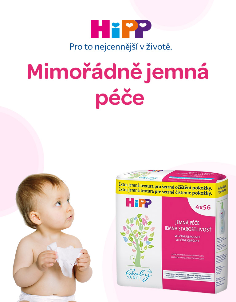 Hipp, vlhčené ubrousky, od 1 dne od narození, s mandlovým olejem