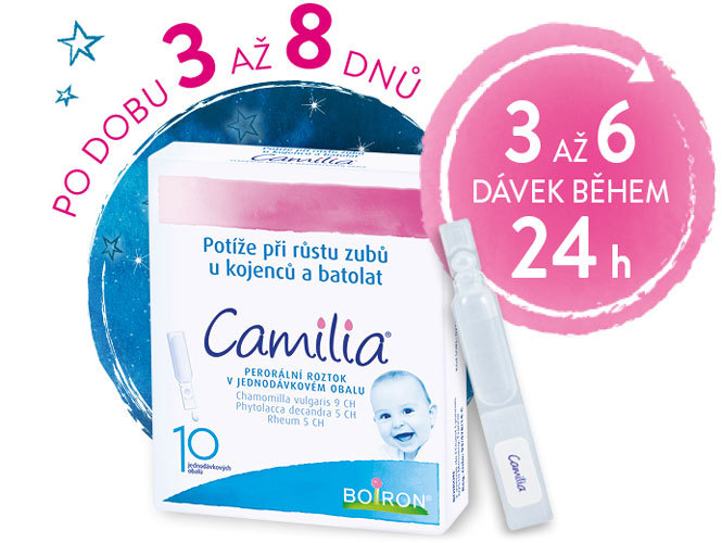Camilia, homepatický přípravek, bolest zoubků u miminek a batolat