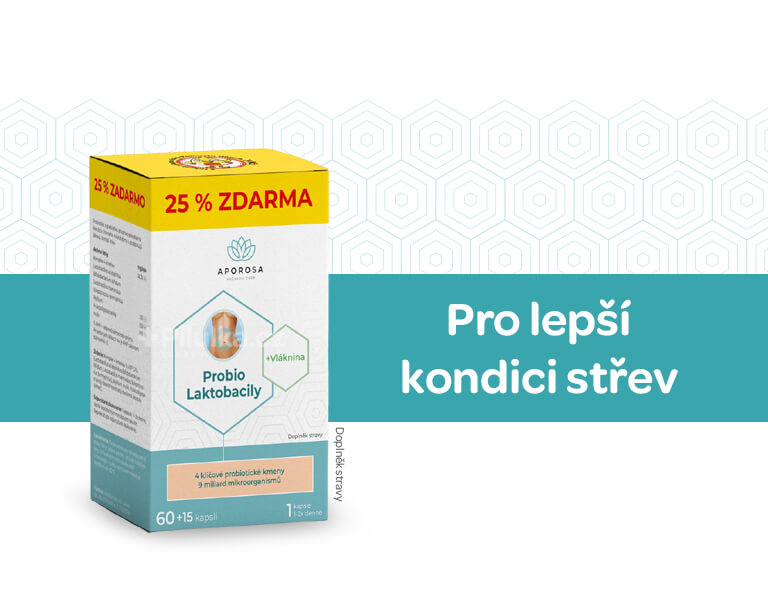 aporosa, probio laktobacily, banner, vláknina, komplex mikroorganizmů