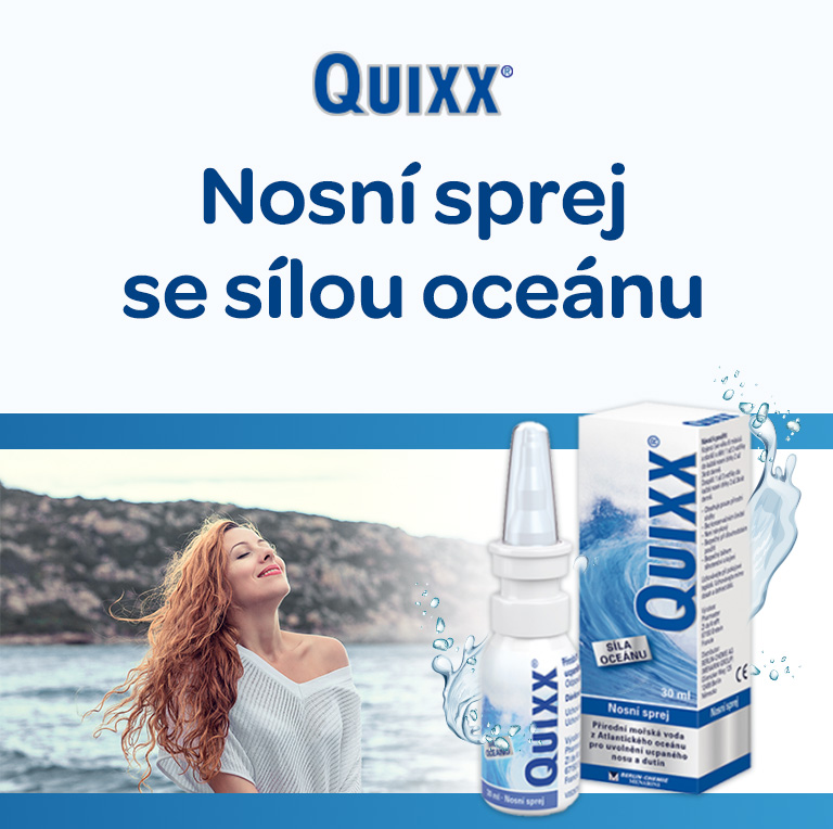 Quixx, nosní sprej, uvolňuje ucapené dutiny, s mořskou vodou