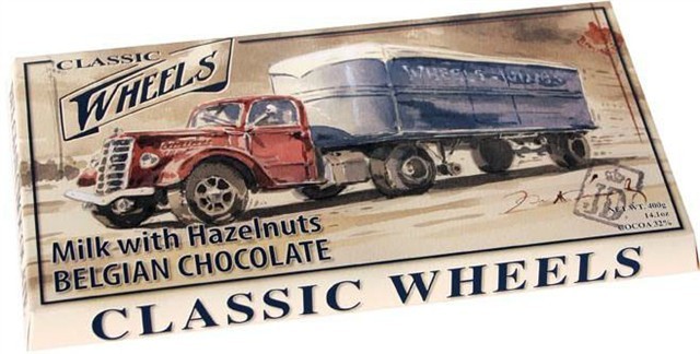 Mléčná belgická čokoláda s lískovými ořechy Classic Wheels 400g