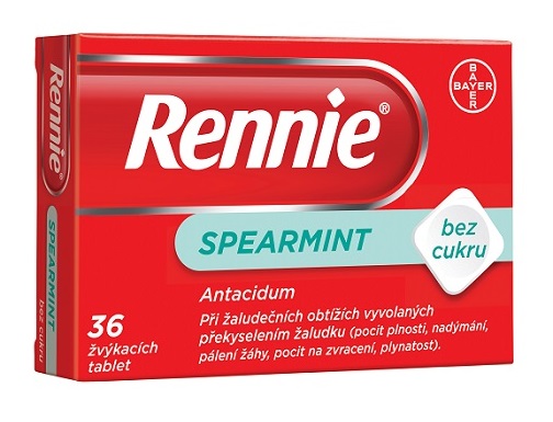 Rennie Spearmint bez cukru Žvýkací tablety 36ks