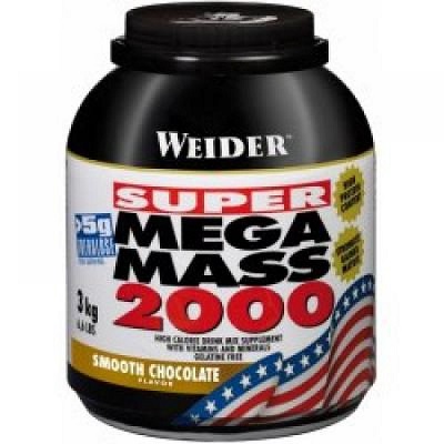 SUPER Mega Mass 2000, Gainer, Weider, 3000 g, Jahoda