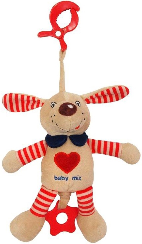 Plyšová hračka s vibrací Baby Mix pejsek červený