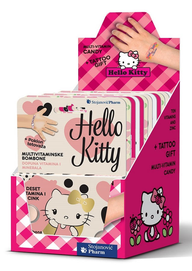 Vieste Multivitamin Hello Kitty + tetování, box 12x12 tablet