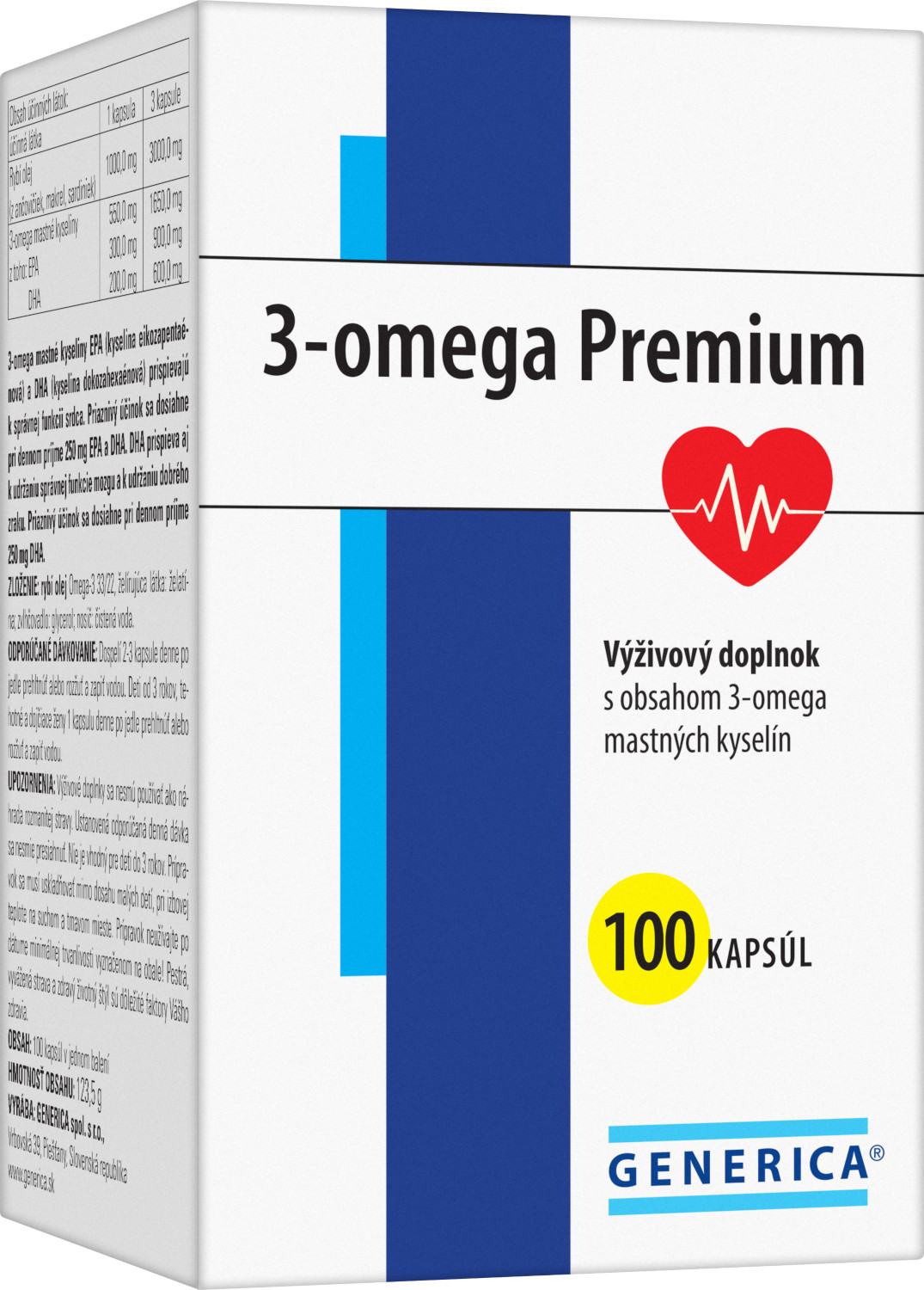 Generica 3-omega Premium 100 kapslí