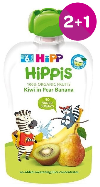 HiPP BIO 100% ovoce Hruška-Banán-Kiwi 100g 2+1 ZDARMA
