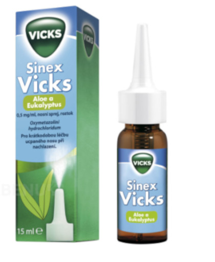Sinex Vicks aloe a eukalyptus 0.5 mg/ml nosní sprej 15m