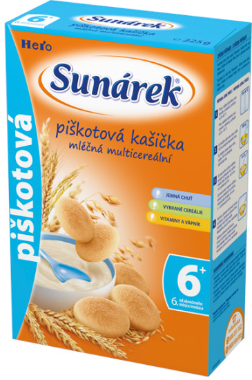 Sunárek Piškotová kašička mléčná multicereální 225g