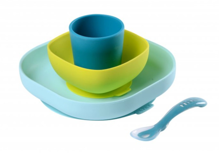 Jídelní sada silikonová 4-dílná Blue
