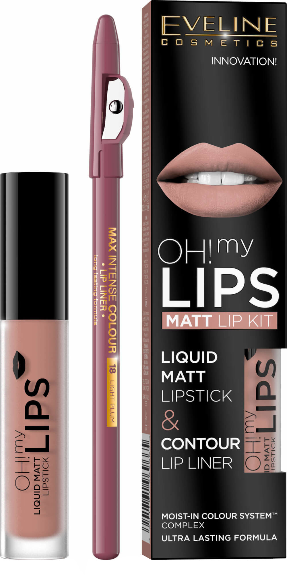 Eveline Oh my lips Lesk + konturovací tužka 08 Lovely rose
