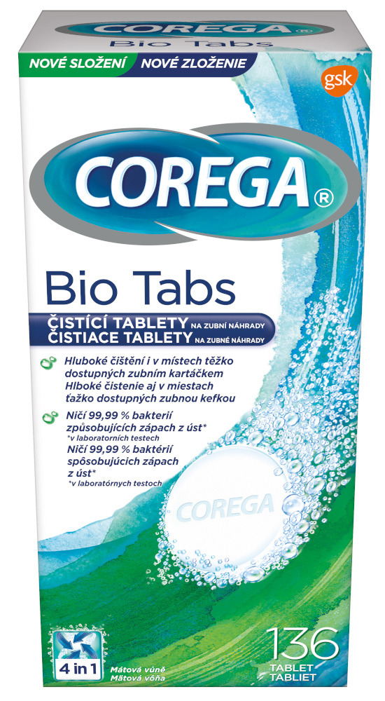 Corega Bio Tabs čistící tablety 136ks