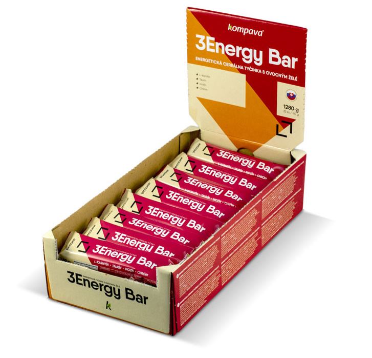 Kompava 3Energy bar 32ks- jahoda-jogurtová poleva