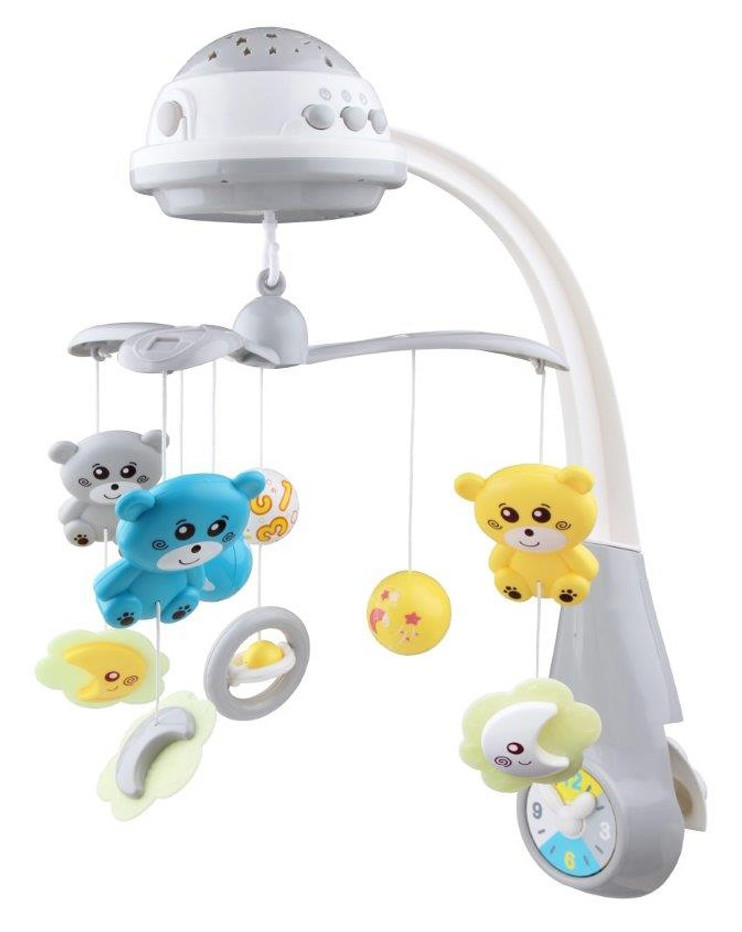 Baby Mix Kolotoč nad postýlku se světelným projektorem grey