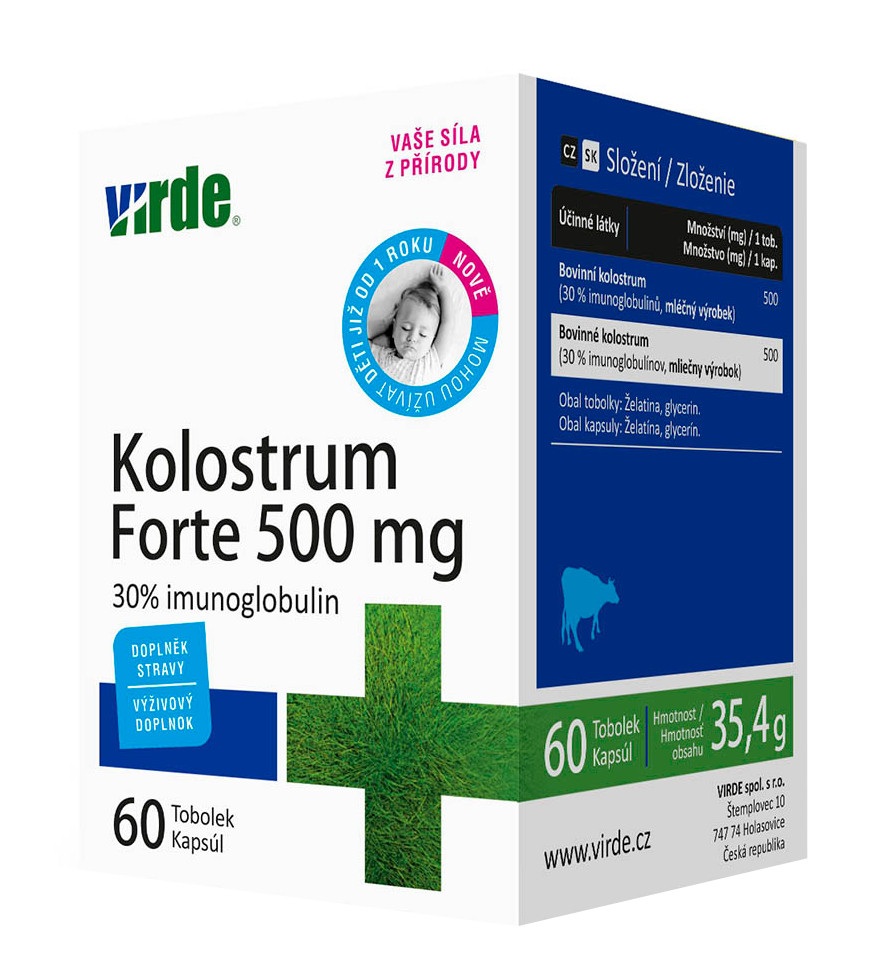 Fotografie VIRDE Kolostrum Forte 500 mg 60 tablet