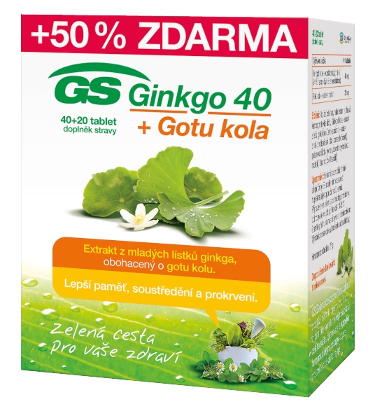 Fotografie GS Ginkgo 40 + Gotu kola 40+20 tablet