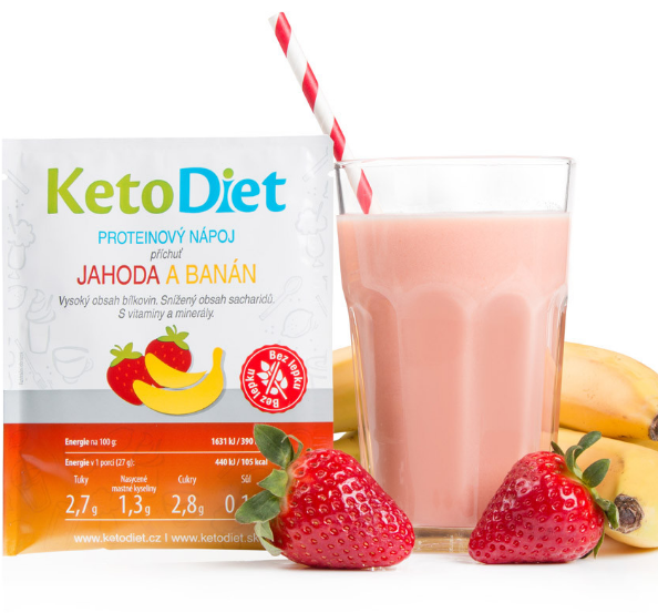 KetoDiet Proteinový nápoj jahoda a banán 7porcí