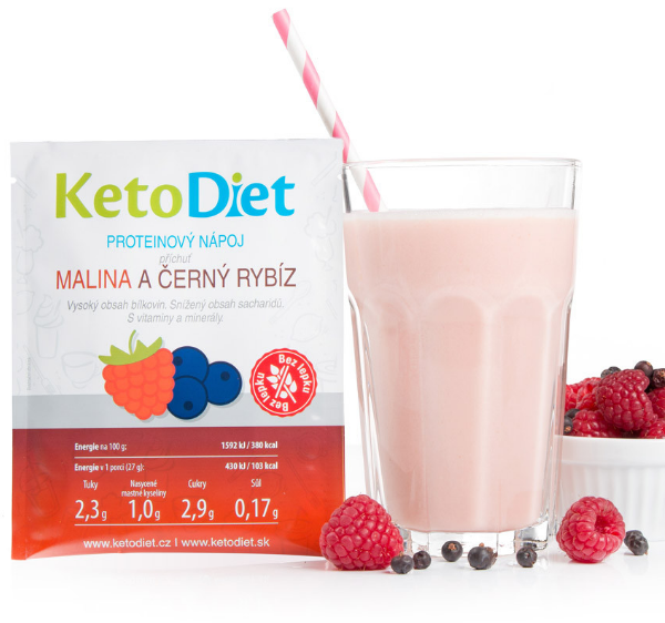 KetoDiet Proteinový nápoj malina a čený rybíz 7porcí