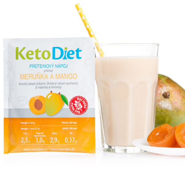 KetoDiet Proteinový nápoj meruňka a mango 7porcí