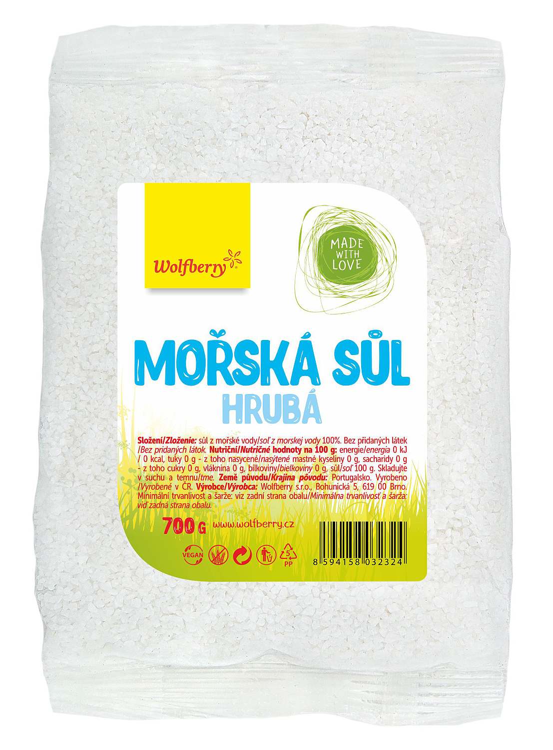 Wolfberry Mořská sůl hrubá v sáčku 700g