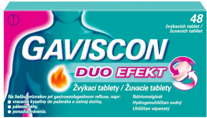Gaviscon Duo Efekt Žvýkací tablety 48ks
