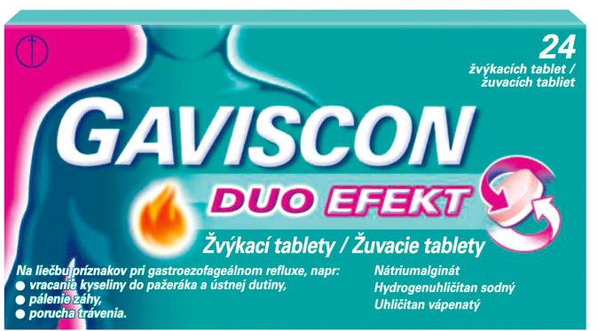 Gaviscon Duo Efekt Žvýkací tablety 24ks
