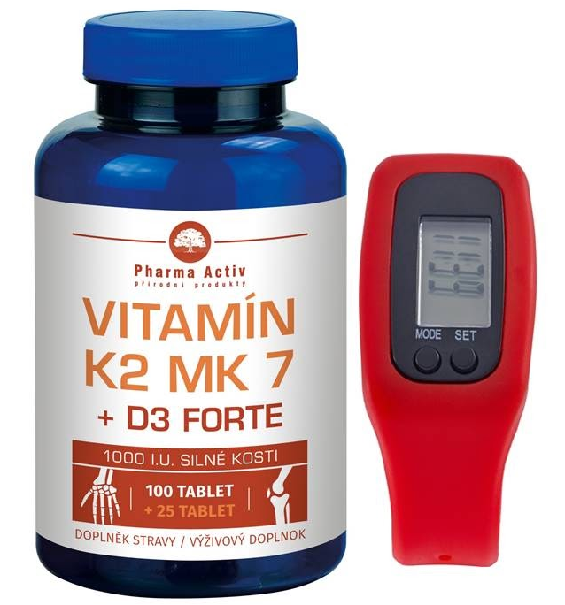 Pharma Activ Vitamín K2 MK 7 + D3 Forte 125 tablet + Fitness náramek
