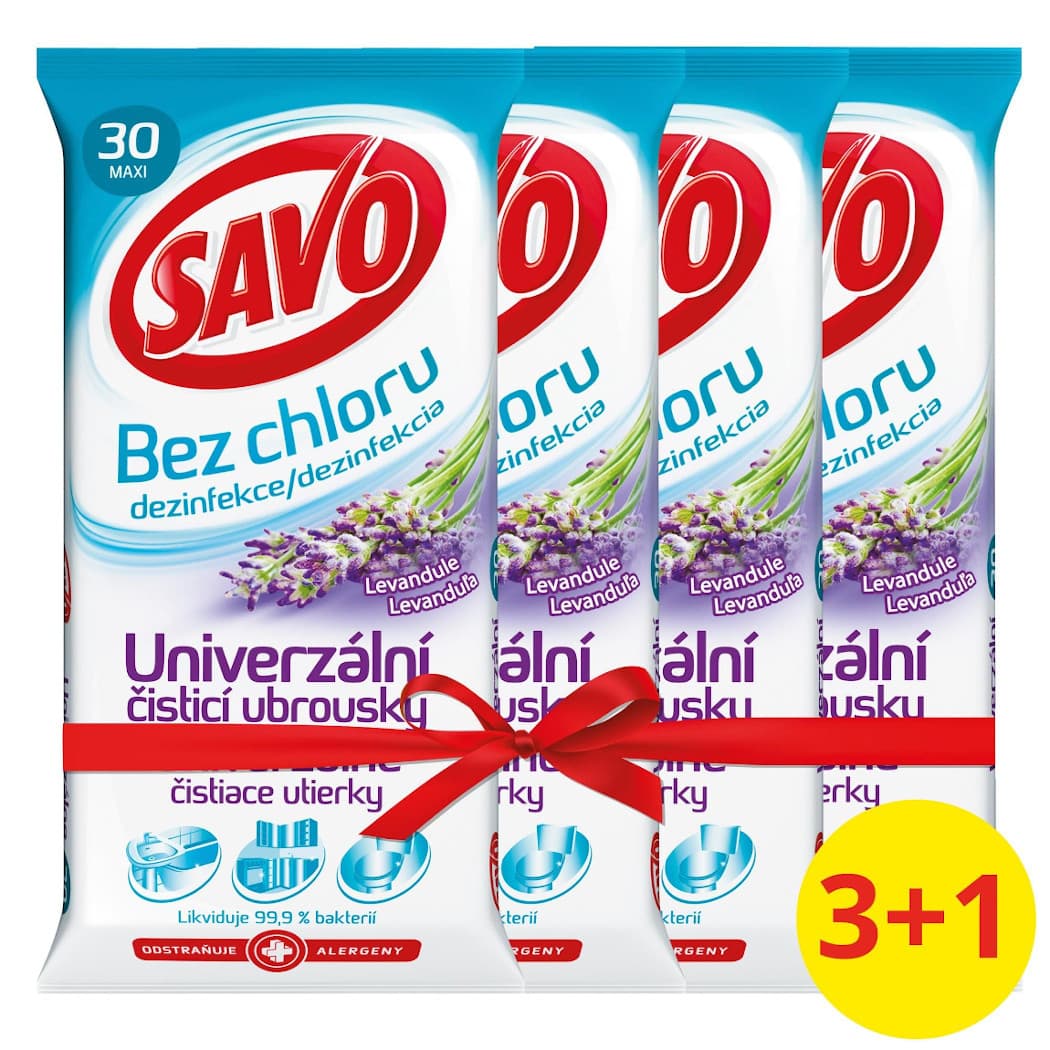 Savo Levandule univerzální čisticí ubrousky bez chloru 4x30ks