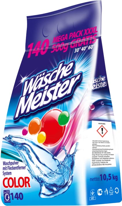 WascheMeister Prací prášek Color (140 dávek) 10,5kg