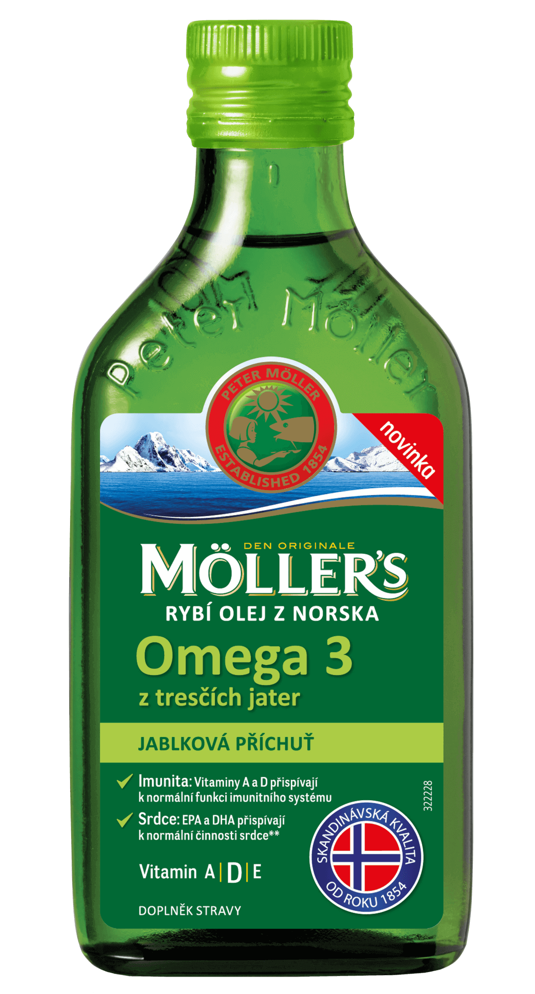 Möller’s Omega 3 rybí olej Jablko 250ml - Vyléčíme.cz
