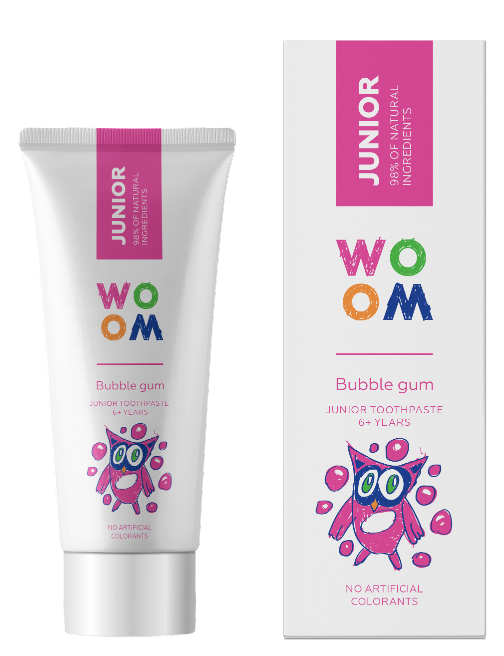 Woom Junior Žvýkačka dětská zubní pasta od 6 let 50ml