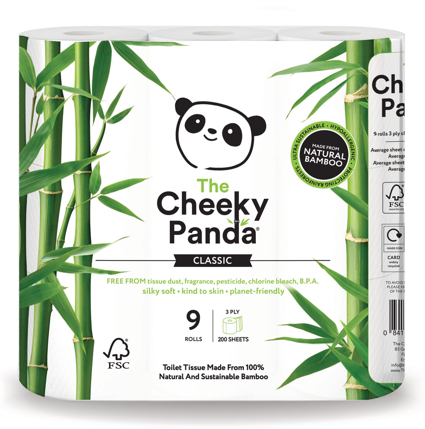 Cheeky Panda Toaletní papír 3-vrstvý 200 útržků 9 rolí