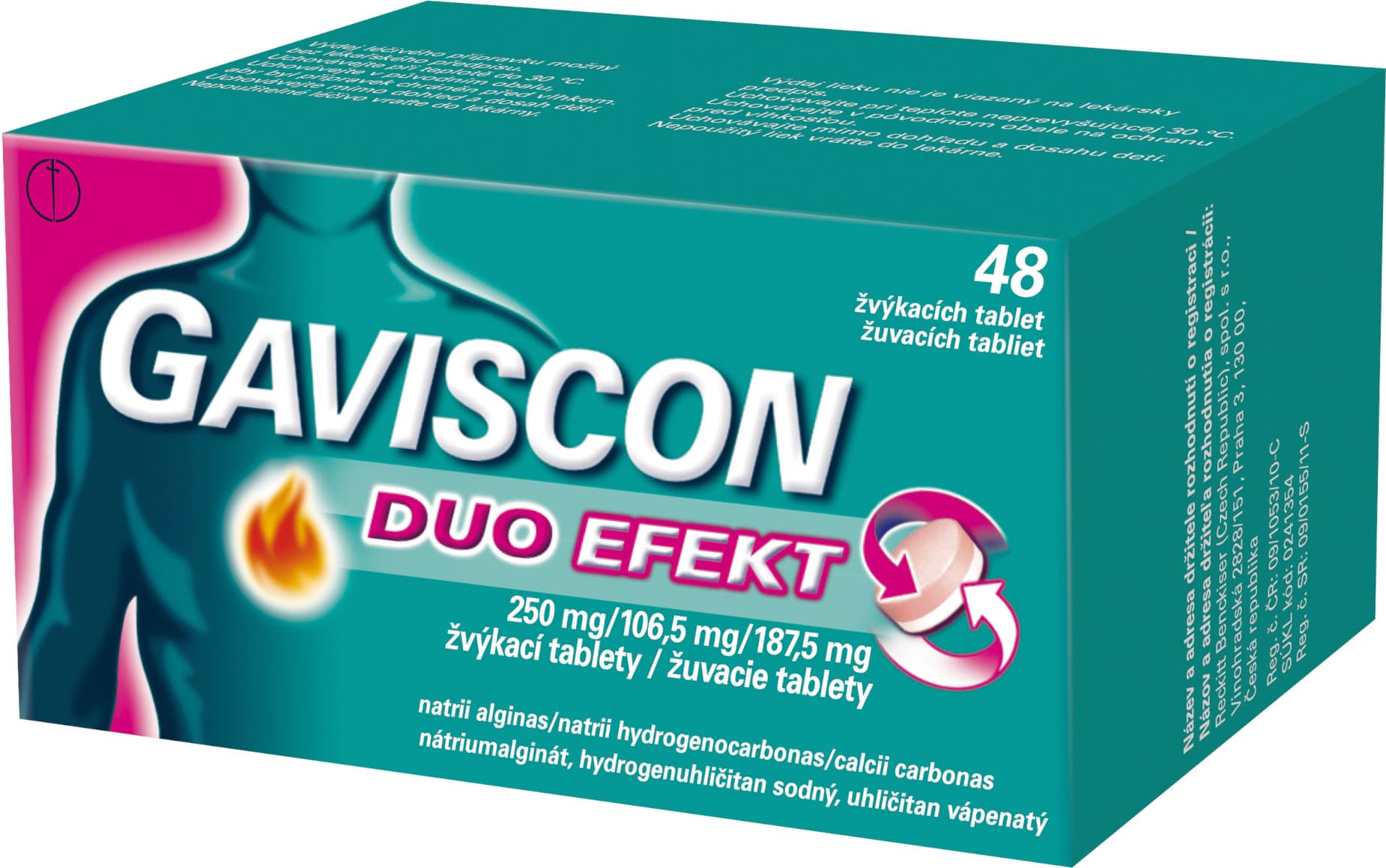 Gaviscon Duo Efekt 24 žvýkacích tablet SrovnejLeky.cz