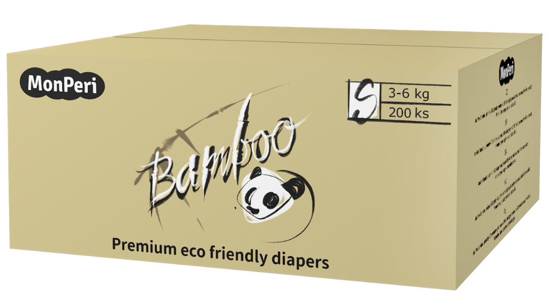 MonPeri Bamboo Mega pack S 3–6kg Jednorázové bambusové EKO pleny 200ks