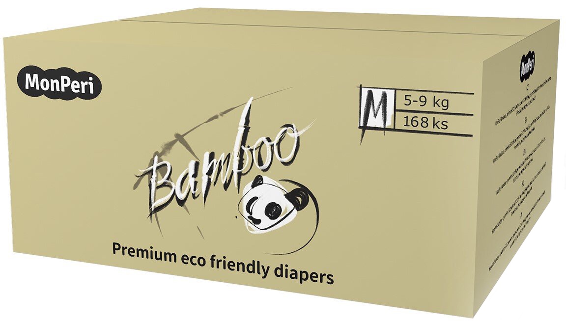 MonPeri Bamboo Mega pack M 5–9kg Jednorázové bambusové EKO pleny 168ks