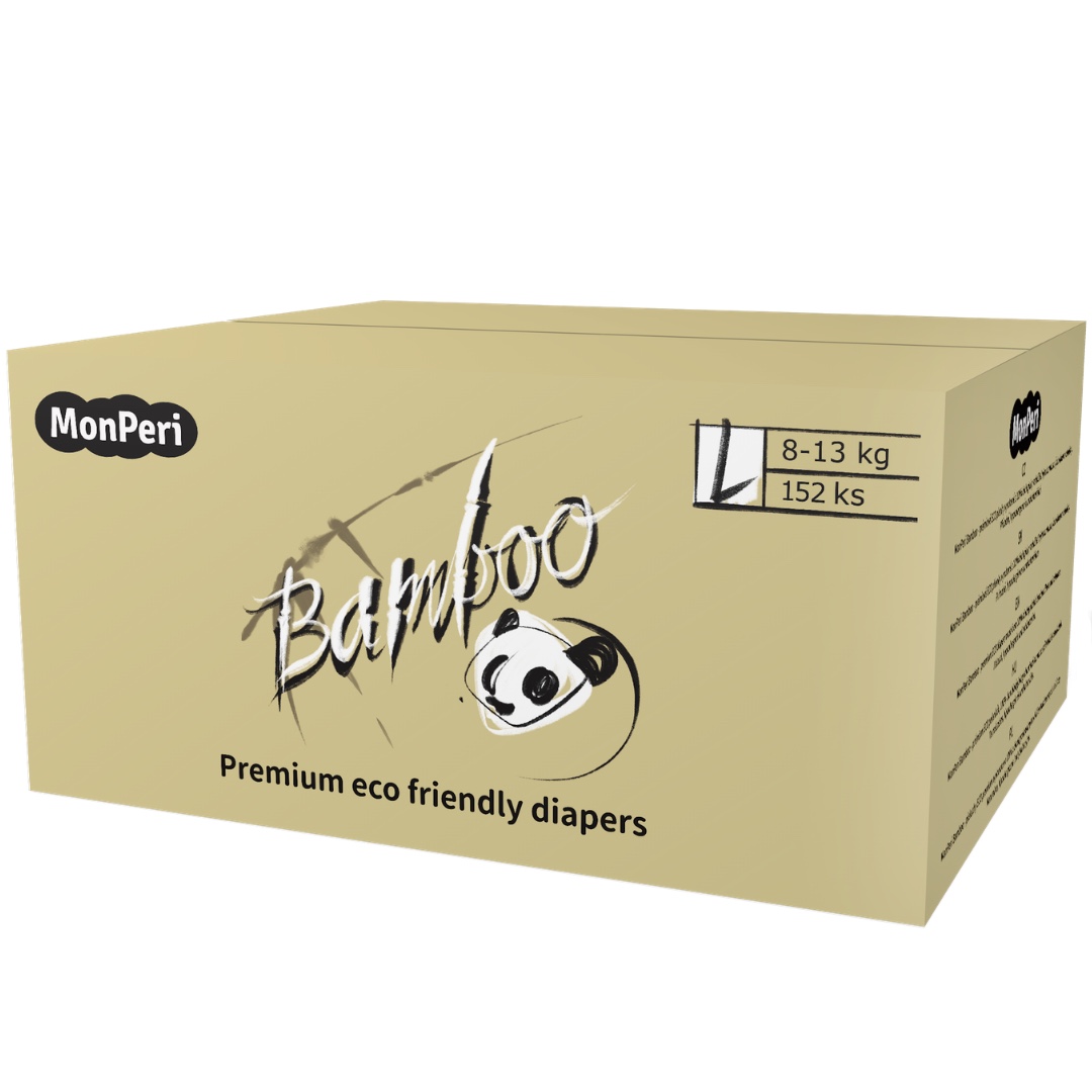 MonPeri Bamboo Mega pack L 8–13kg Jednorázové bambusové EKO pleny 152ks