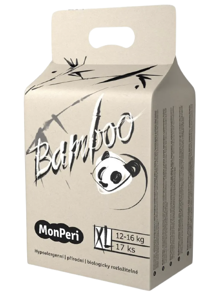 MonPeri Bamboo XL 12–16kg Jednorázové bambusové EKO pleny 17ks