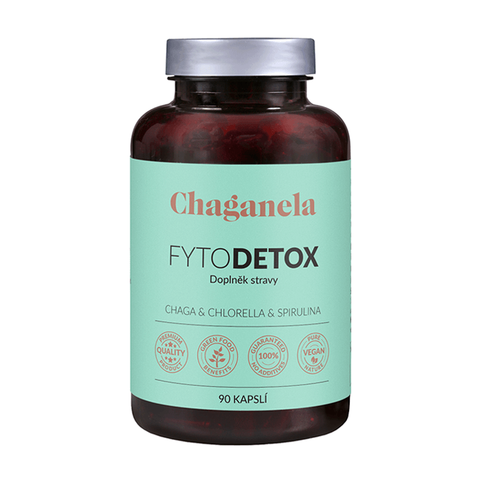 Chaganela FytoDETOX Chaga + Chlorella + Spirulina 90 kapslí